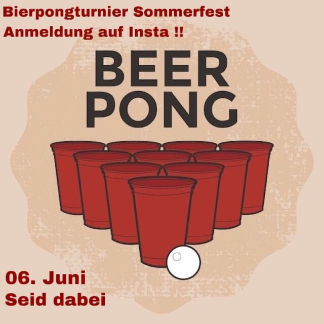 Ihr wollt beim Bierpong Turnier am 06. Juni dabei sein?
Dann meldet euch per Direktnachricht hier über Insta mit euren Namen an. Wir freuen uns darauf☀️🫶🏼 ~eure Fachschaft Politik🪿